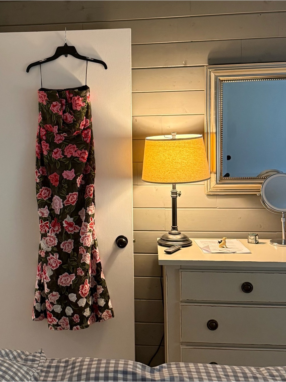 Floral Strapless Maxi Dress in Olive and Pink - Picture 2 of 3